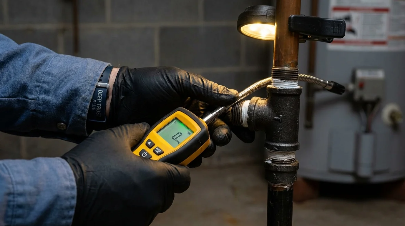 Gas leak detection with electronic sniffer by Johns Plumbing LLC in Windber