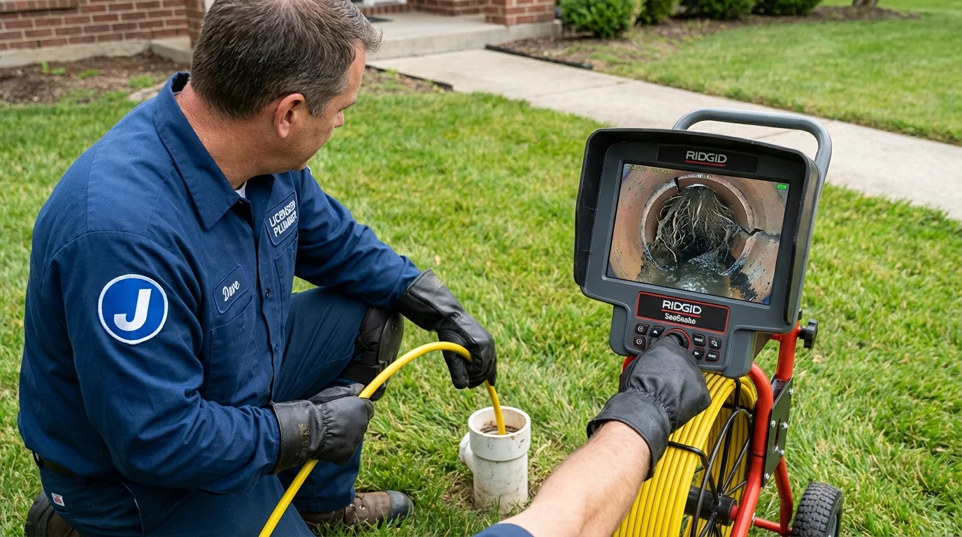 Sewer camera inspection being performed by Johns Plumbing LLC in Windber