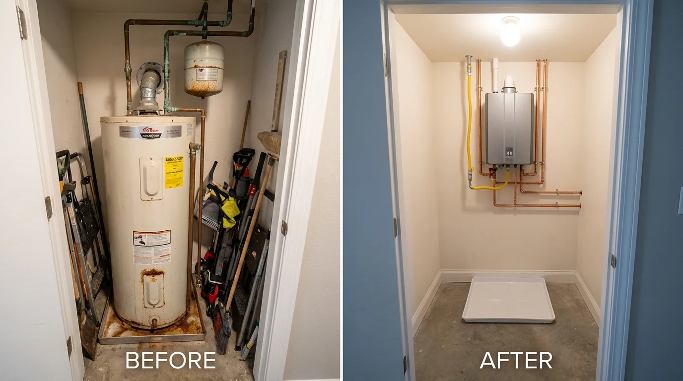 Tank water heater versus wall-mounted tankless unit comparison for Windber, PA homeowners